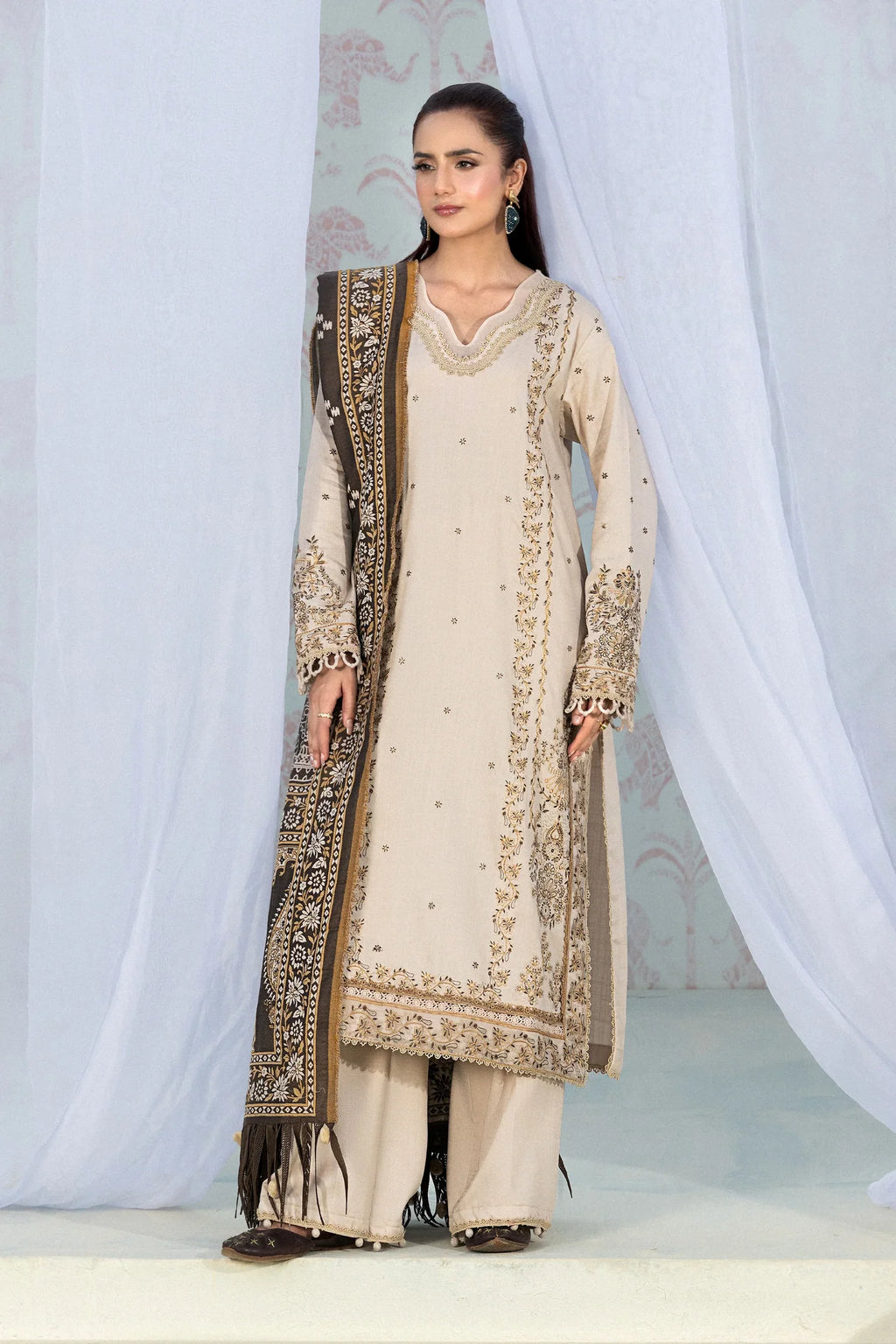 3 Piece Texture Dye Bone Embroidered Suit