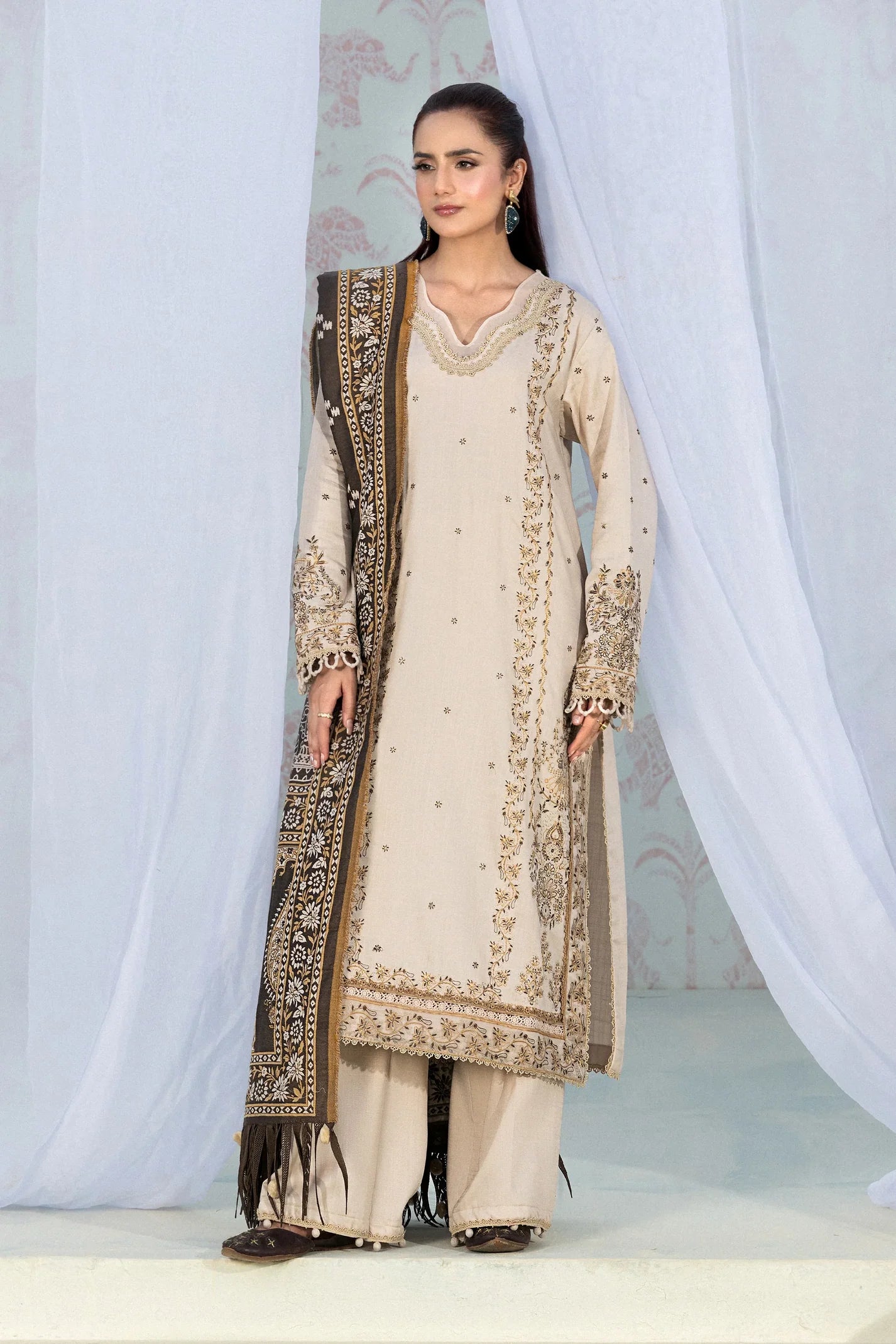 3 Piece Texture Dye Bone Embroidered Suit