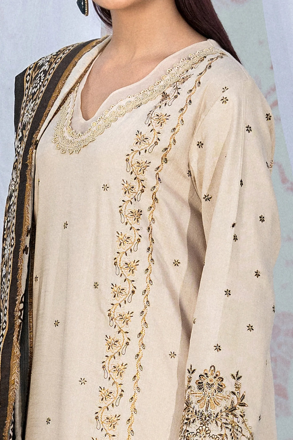 3 Piece Texture Dye Bone Embroidered Suit