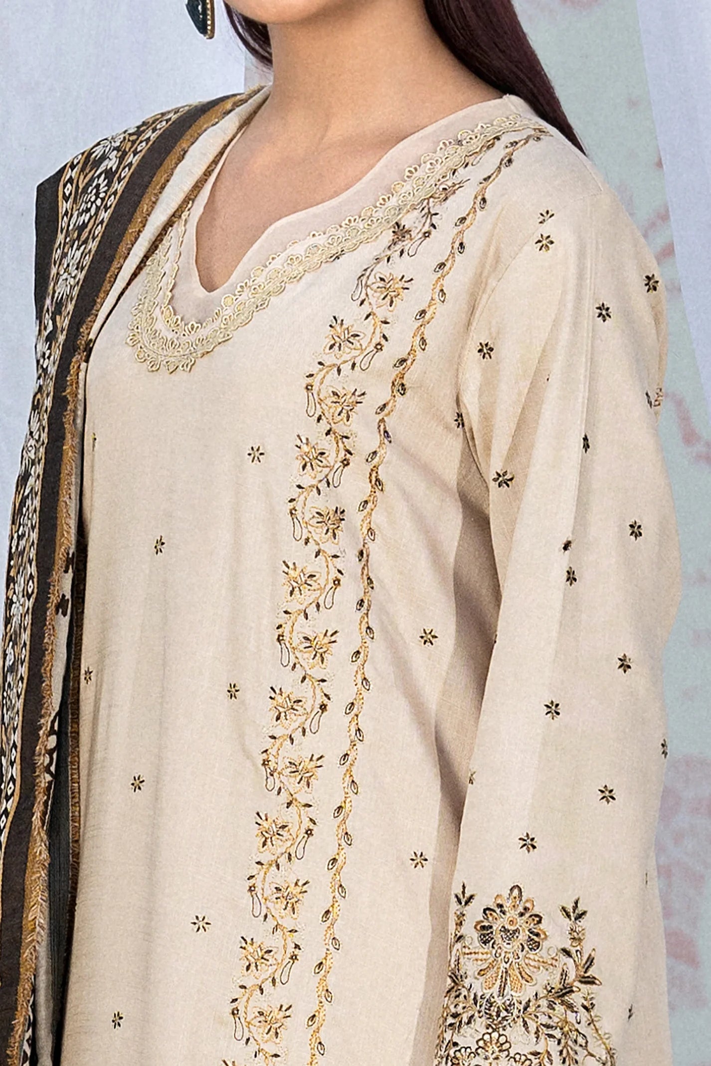 3 Piece Texture Dye Bone Embroidered Suit